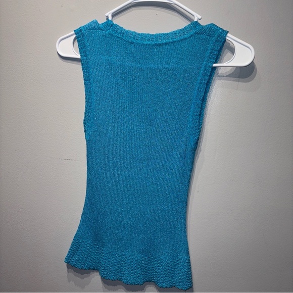 Vintage Womens Metallic‎ Turquoise Sleeveless Camisole SzS Stretchy retro - Picture 3 of 7
